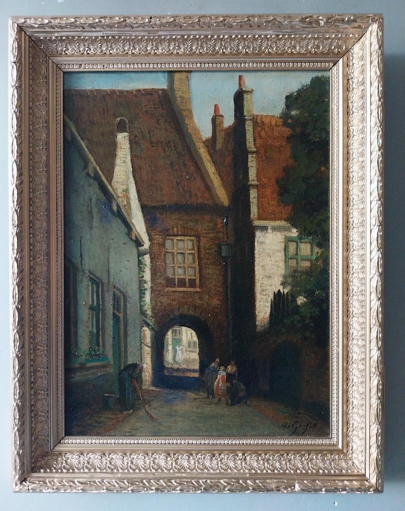 G.J. Delfgaauw (1882-1947) - Het Poorthuis - 1910, Antiek en Kunst, Kunst | Schilderijen | Klassiek, Ophalen of Verzenden