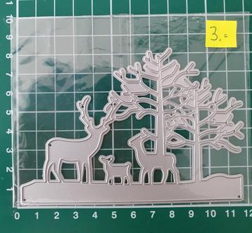 Stans- snijmal Winters tafereel met Herten en Bomen - Nieuw beschikbaar voor biedingen