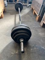 Technogym halter stang met schijven 35 kg gewichten, Ophalen, Halterset, Gebruikt, Technogym