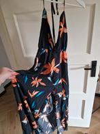Zwarte Maxi Jurk met Bladeren en Split, Zwart, Ophalen of Verzenden, Zo goed als nieuw, Maat 36 (S)