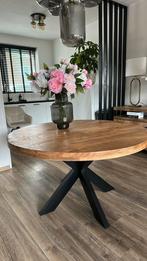 Eettafel Mangohout, Huis en Inrichting, Tafels | Eettafels, Ophalen, 100 tot 150 cm, Rond, Zo goed als nieuw