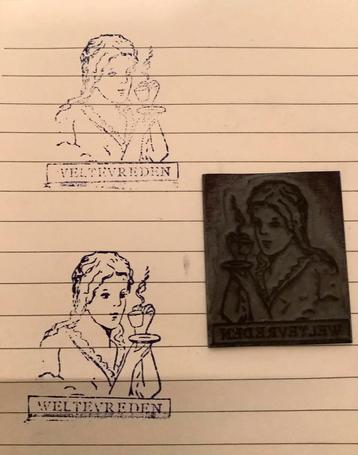 1 Cliché vintage voor druktechniek dame “Weltevreden” beschikbaar voor biedingen