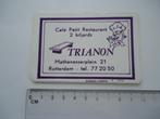 sticker oud TRIANON Rotterdam cafe biljart restaurant vintag, Verzenden, Zo goed als nieuw, Bedrijf of Vereniging