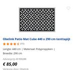 Patiomat vloerkleed Obelink grijs/creme 440x290, Caravans en Kamperen, Kampeeraccessoires, Ophalen of Verzenden, Zo goed als nieuw