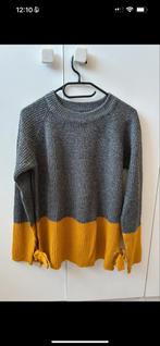 Grijze Hema trui met gele accenten - Maat M, Ophalen of Verzenden, Zo goed als nieuw, Maat 38/40 (M), Grijs