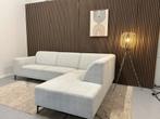 Hoekbank - Boucle Stof - Beige / Wit - Nette Staat, Ophalen of Verzenden, Zo goed als nieuw, Vierpersoons of meer, Stof