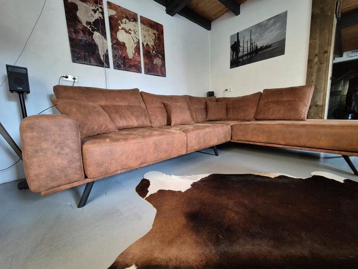 Hoekbank, Huis en Inrichting, Banken | Complete zithoeken, Zo goed als nieuw, Leer, Ophalen