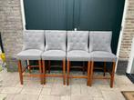 4 luxe barkrukken EZ Living – lichtgrijs, met ring & studs, Huis en Inrichting, Barkrukken, Ophalen, Gebruikt, Met voetsteun, 90 cm of meer
