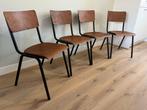 Eetkamerstoelen vintage retro industrieel (4 stuks), Ophalen, Bruin, Zo goed als nieuw, Vier