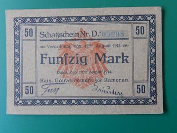 50 Mark, German Cameroon, 1914 UNC- (zeer zeldzaam)