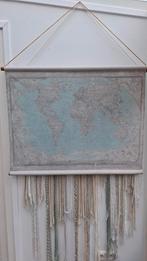 Wereldkaart op linnen wanddecoratie, Ophalen of Verzenden, Nieuw