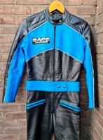 Retro vintage lederen motorpak overall prachtig blauw zwart, Motoren, Dames, Overall, Tweedehands, Safe Line Leathers