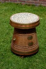 Bijzet tafel, wijn- biertafel, met kastje voor dranken, Huis en Inrichting, Tafels | Sidetables, Eikenhout, 50 tot 100 cm, Rond