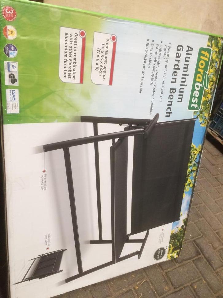 Nieuwe Tuinbank Aluminium 118 x 66 x 96 cm, Tuin en Terras, Tuinbanken, Nieuw, Aluminium, Ophalen