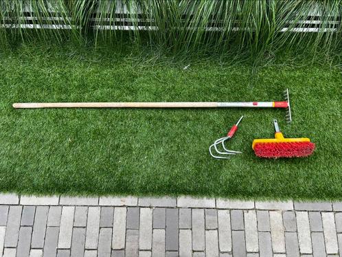 Wolf Garten set hark, bezem & woeler 3 tand, Tuin en Terras, Hand-tuingereedschap, Gebruikt, Overige soorten, Ophalen of Verzenden