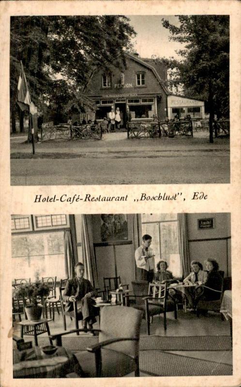 Ede - Hotel Cafe Restaurant Boschlust, Verzamelen, Ansichtkaarten | Nederland, Ongelopen, Gelderland, 1940 tot 1960, Ophalen of Verzenden