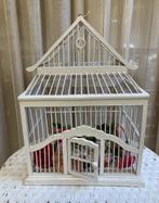 Brocante witte houten oude vogelkooi, Antiek en Kunst, Ophalen of Verzenden