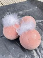 Oud roze kerstballen met glitters, Ophalen of Verzenden, Zo goed als nieuw