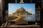 Mont Saint-Michel schilderij op aanvraag - France Artwork, Minder dan 50 cm, Oorspronkelijke maker, Verzenden, Nieuw