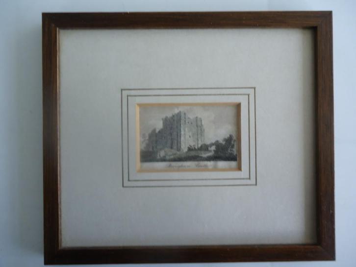 Antieke Engelse gravure. Brougham Castle. 200 jaar oud, Antiek en Kunst, Kunst | Etsen en Gravures, Ophalen