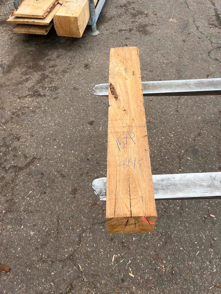 Eiken balk 15x15x88cm - Zwaanshoek, Tuin en Terras, Palen, Balken en Planken, Gebruikt, Ophalen