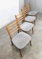 4x Vintage 'Stollen Stühle' highback eetkamerstoelen velours, Huis en Inrichting, Stoelen, Hout, Gebruikt, Bruin, Vintage