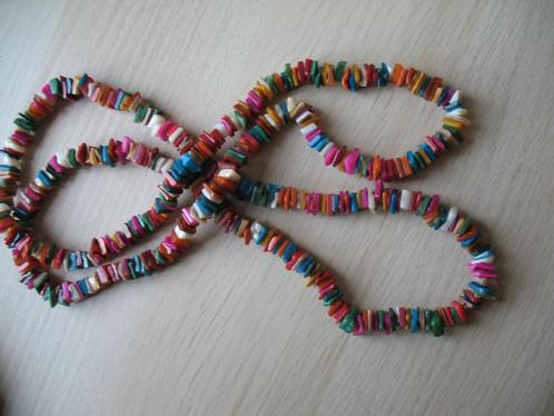 Ketting Lang Parelmoer Vierkanten Schelpkralen Multi Colours, Sieraden, Tassen en Uiterlijk, Kettingen, Overige materialen, Ophalen of Verzenden