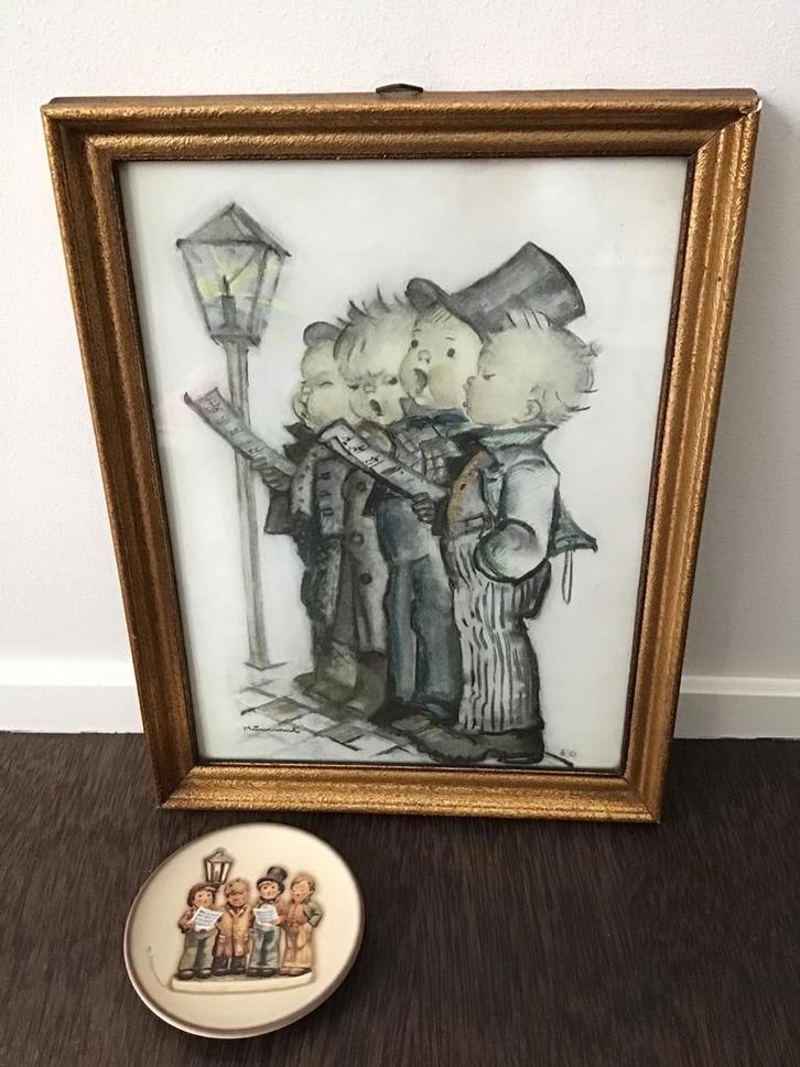 Schilderijtje Sängerquartet + Hummel klein wandbordje, Diversen, Kerst, Ophalen of Verzenden