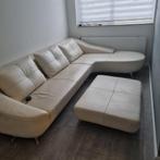 Kuka wit lederen bankstel + voetensteun, Huis en Inrichting, Ophalen, Gebruikt, Tweepersoons, Leer