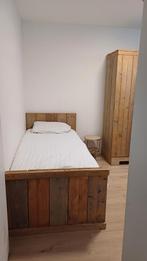 Steigerhout slaapkamer set bed bureau kast, Huis en Inrichting, Ophalen, Gebruikt, 90 cm, Eenpersoons