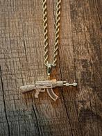 Rope ketting met ak 47 hanger 14 karaat, Sieraden, Tassen en Uiterlijk, Kettingen, Ophalen of Verzenden, Zo goed als nieuw, Goud