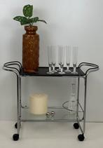 Vintage buisframe metalen serveerwagen / trolley / drankkar, Minder dan 55 cm, Metaal of Aluminium, ., Zo goed als nieuw