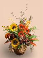 Zijden bloemstuk opgemaakt in gouden bloempot, Binnen, Nieuw, Ophalen of Verzenden, Fransidzesflowercreations