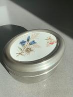 Gentiaan ovalen theebus van porselein en nikkel ca. 1900, Antiek en Kunst, Ophalen of Verzenden