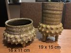 Set van 2 unieke keramische bloempotten, Rond, Binnen, Ophalen of Verzenden, Zo goed als nieuw