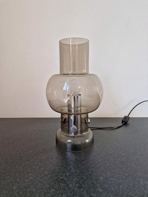 Vintage tafellamp design chroom space age rookglas, Huis en Inrichting, Lampen | Tafellampen, Zo goed als nieuw, Minder dan 50 cm