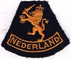 scouting gele dasleeuw op blauwe stof NPG buitenland das, Verzamelen, Scouting, Ophalen of Verzenden, Zo goed als nieuw, Embleem, Speld of Insigne