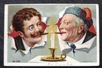 Twee mannen, twee sigaren, één kaars, Verzenden, Voor 1920, Ongelopen, Overige thema's