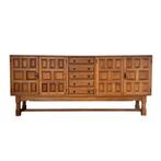 Eiken dressoir sideboard jaren 70 vintage brutalist design, Ophalen, Gebruikt, 200 cm of meer, Nvt