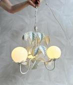 Vintage Art Nouveau hanglamp wit bladeren bollen kroonluchte, -, -, Ophalen of Verzenden, -