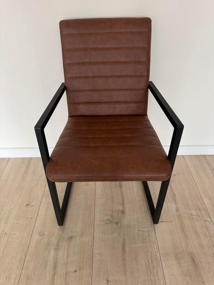 Set van 4 Industriële Stoelen, Huis en Inrichting, Stoelen, Gebruikt, Vier, Metaal, Bruin, Ophalen