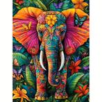 Diamond Painting gekleurde olifant 40x30cm (vierkant), Ophalen of Verzenden, Nieuw, Knutselwerk