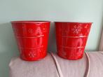 Zinken bloempotten- Rood, Rond, Ophalen of Verzenden, Minder dan 40 cm, Minder dan 25 cm