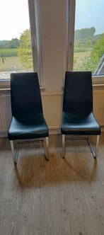2 leren stoelen nette staat metalen rvs frame leer leuning, Ophalen, Twee, Zwart, Leer