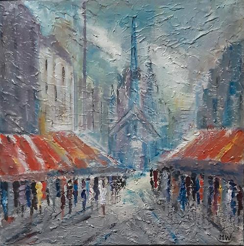 Paris  50-50 cm, Antiek en Kunst, Kunst | Schilderijen | Abstract, Ophalen of Verzenden