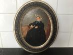 Antiek ovaal schilderij van een vrouw., Antiek en Kunst, Ophalen of Verzenden