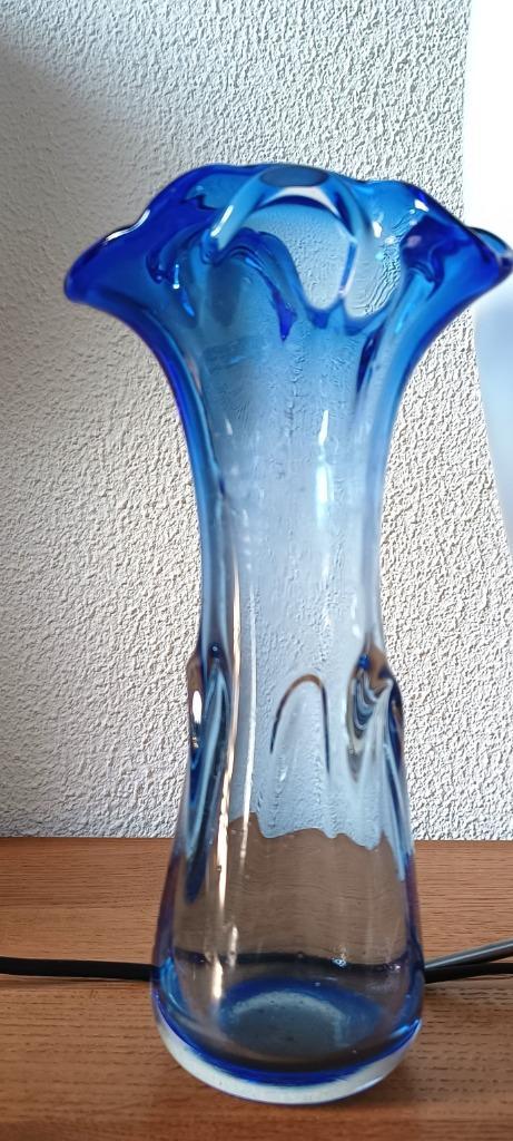 vintage vaas  van J. Beránek voor Skrdlovice ,Tsjechië 60s, Huis en Inrichting, Woonaccessoires | Vazen, Gebruikt, Blauw, Minder dan 50 cm