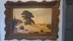 Olieverfschilderij landschap met zandverstuiving – gesigneer, Antiek en Kunst, Kunst | Schilderijen | Klassiek, Ophalen of Verzenden