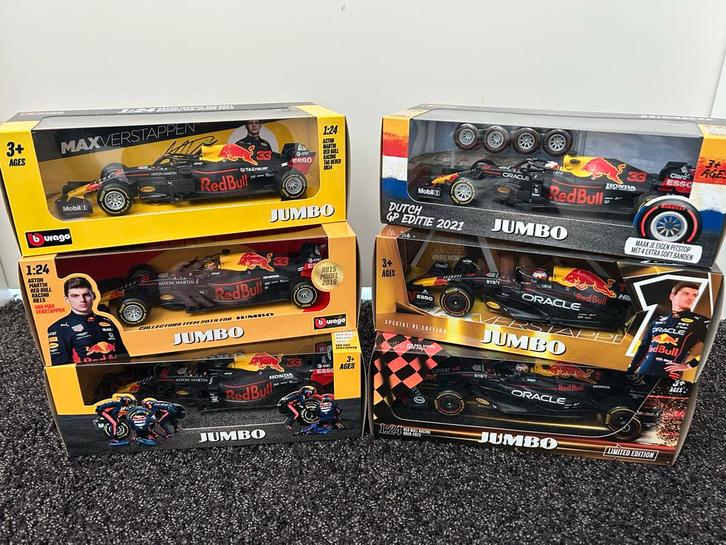 Max Verstappen Jumbo Schaalmodel 1:24 - 6 Edities, Hobby en Vrije tijd, Modelauto's | 1:24, Nieuw, Auto, Bburago, Ophalen
