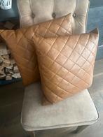 Cognac Bruine Sierkussens - Set van 2, Ophalen of Verzenden, Gebruikt, Bruin, Vierkant